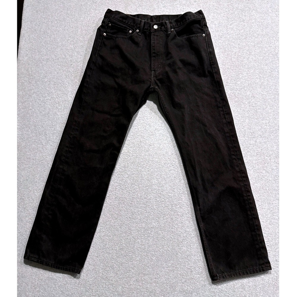 Levis 505 Mens Regular Fit Straight Leg Black Denim Jeans W36 L30 100% Cotton